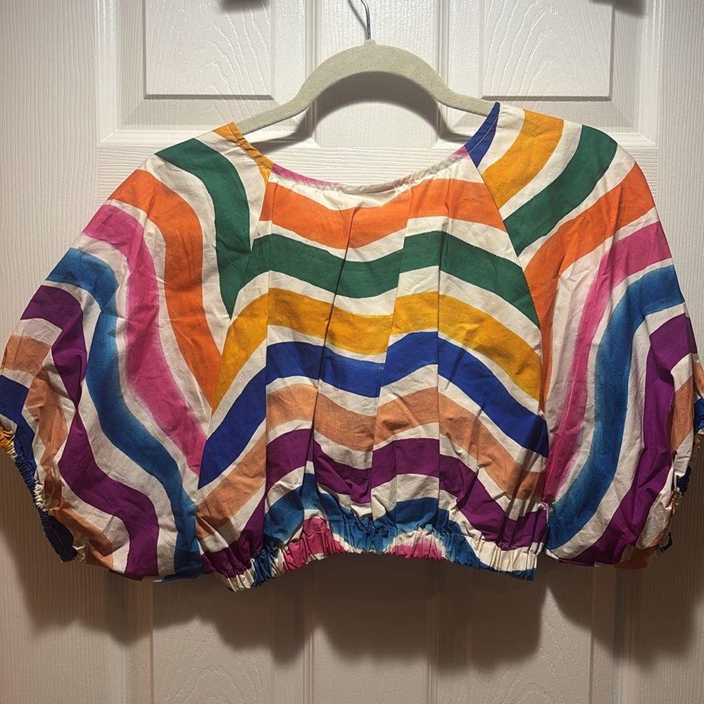 Farm Rio Dancing Stripes Crop Top - Picture 4 of 7